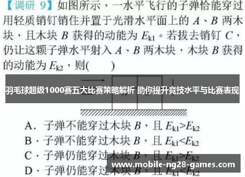 羽毛球超级1000赛五大比赛策略解析 助你提升竞技水平与比赛表现 羽毛球超级1000赛五大比赛策略解析 助你提升竞技水平与比赛表现