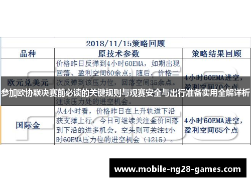参加欧协联决赛前必读的关键规则与观赛安全与出行准备实用全解详析